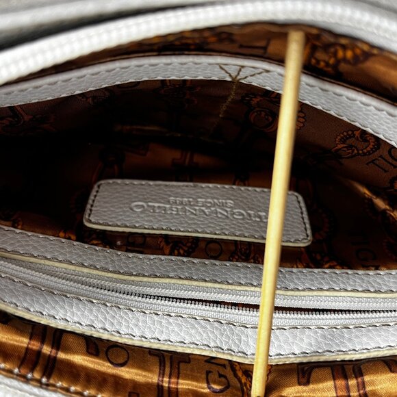 TIGNANELLA GENUINE WHTE LEATHER WITH ORGANIZER 3 SECTIONS CROSSBODY/SHOULDER BAG - Picture 4 of 5